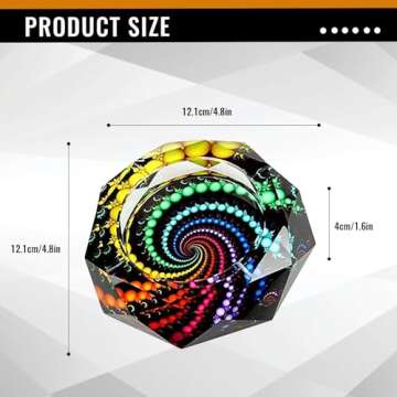 Ashtray, Durable Cigar Ashtray with Circle Pattern, Ashtray for Outside Patio, Decorative Glass Outdoor Ashtray, Colorful Ash Tray, Ash Tray Outdoors for Home Office Indoor Patio Outdoor Decoration