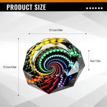 Ashtray, Durable Cigar Ashtray with Circle Pattern, Ashtray for Outside Patio, Decorative Glass Outdoor Ashtray, Colorful Ash Tray, Ash Tray Outdoors for Home Office Indoor Patio Outdoor Decoration