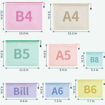 JARLINK 34pcs Mesh Zipper Pouch, Includes 18pcs 8 Sizes Zipper Bags and 16pcs 8 Sizes Multipurpose T...