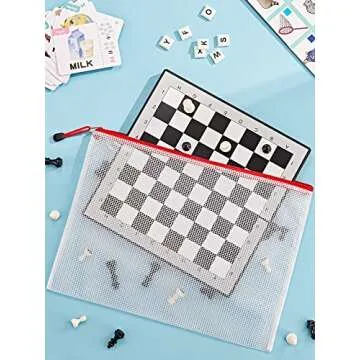 JARLINK 34pcs Mesh Zipper Pouch, Includes 18pcs 8 Sizes Zipper Bags and 16pcs 8 Sizes Multipurpose Travel Bags for Office, School, Board Game, Puzzles, Cosmetics, Travel Accessories, and Home Organize