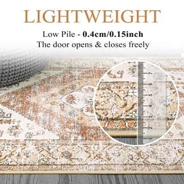 Lahome Boho Circle Rug - 6Ft Washable Round Area Rugs for Living Room Non-Slip Throw Round Dining Room Rug Large Round Rug, Oriental Distressed Print Circular Rug for Office Classroom Bedroom Sofa