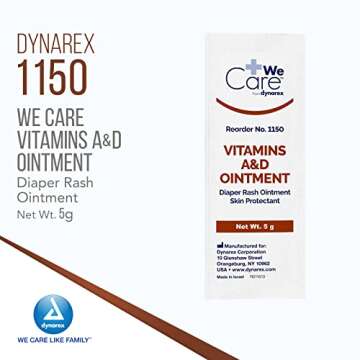 Dynarex Vitamins A & D Ointment, Ointment with Vitamin A and Vitamin D Skin Protectant, for Diaper R...