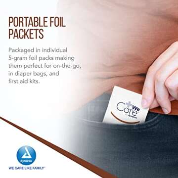 Dynarex Vitamins A & D Ointment, Ointment with Vitamin A and Vitamin D Skin Protectant, for Diaper Rash and Discomfort, White, 1 Box of 144-5g Packets