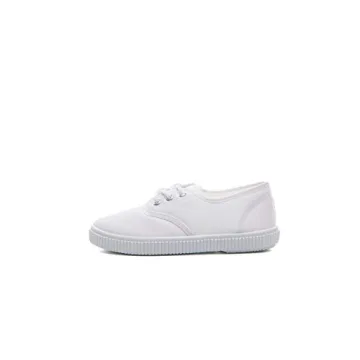 JGKDTX Boy's Girl's Lace Up White Canvas Sneakers