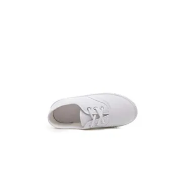 JGKDTX Boy's Girl's Lace Up White Canvas Sneakers