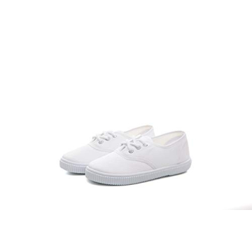 JGKDTX Boy's Girl's Lace Up White Canvas Sneakers