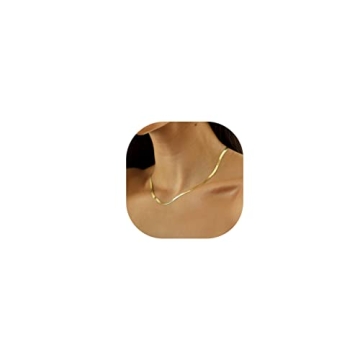 DEARMAY 14K Gold Necklace for Women Dainty Gold Choker Herringbone Necklaces for Women Simple Minima...