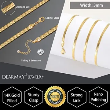 Stunning DEARMAY Gold Herringbone Necklace for Women