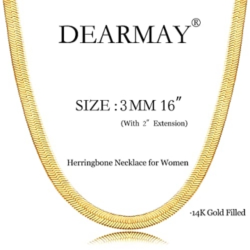 Stunning DEARMAY Gold Herringbone Necklace for Women