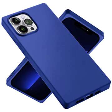 Jmltech Compatible with iPhone 13 Pro Max Case Brown Square Cute Shockproof Silicone Phone Case (Dark Blue)