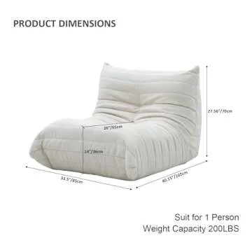 BBORR Luxury Sofa Couch Chair, Lazy Floor Seating, Fireside Bean Bag Chair, Ergonomic Tatami Sofa Lo...