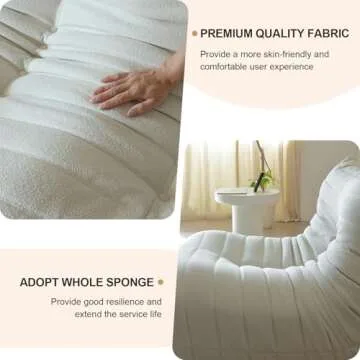 BBORR Luxury Sofa Couch Chair, Lazy Floor Seating, Fireside Bean Bag Chair, Ergonomic Tatami Sofa Lounger for Living Room, Bedroom, Office, Single Seat, White