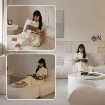 BBORR Luxury Sofa Couch Chair, Lazy Floor Seating, Fireside Bean Bag Chair, Ergonomic Tatami Sofa Lounger for Living Room, Bedroom, Office, Single Seat, White