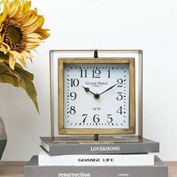 NIKKY HOME Rotating Table Clock - Silent Decorative Clock