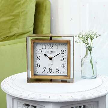 NIKKY HOME Rotating Table Clock - Silent Decorative Clock