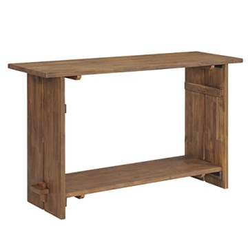 Bethel Acacia Wood Console Table, 52 in. W Entryway Table with Dual Shelf Storage, Rustic Natural Fi...