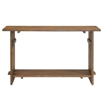 Bethel Acacia Wood Console Table with Dual Shelf Storage