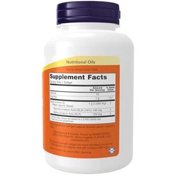 NOW Foods Supplements, Black Currant Oil 1000 mg Double Strength with 140mg of GLA (Gamma-Linolenic ...