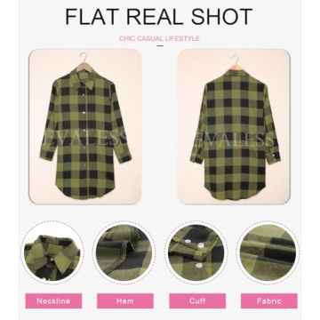 EVALESS Color Block Plaid Shacket Jacket for Women