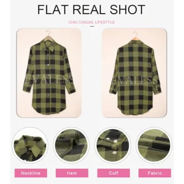 EVALESS Color Block Plaid Shacket Jacket for Women