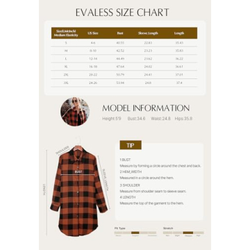 EVALESS Color Block Plaid Shacket Jacket for Women