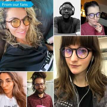 J+S Blue Light Blocking Glasses for Women Men | Anti Eyestrain Headache Glare 400UV from Computer/Gaming/TV/Phones (Mana LCD lens - Round | Tortoise Shell Frame)