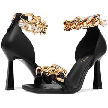 CDHYX Women's Stiletto High Heels Sexy Square Open Toe Shoes Formal Wedding Party Classic Heeled Sandals With Back Zip Design (Black 10)