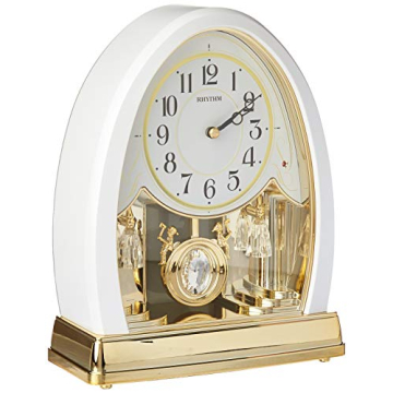 Rhythm Clocks Joyful Crystal Pearl Musical Mantel Clock