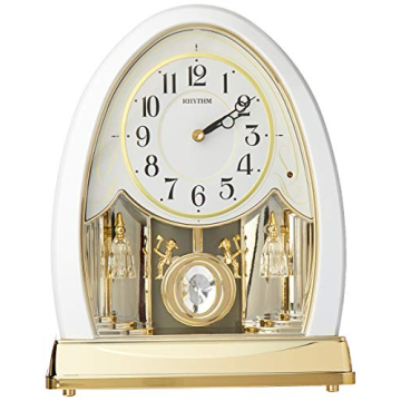 Rhythm Joyful Crystal Pearl Musical Mantel Clock