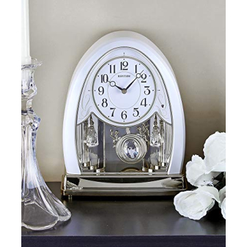 Rhythm Joyful Crystal Pearl Musical Mantel Clock