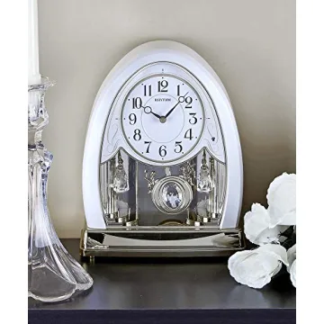Rhythm Joyful Crystal Pearl Musical Mantel Clock