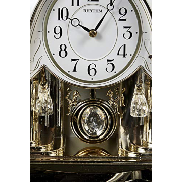 Rhythm Joyful Crystal Pearl Musical Mantel Clock