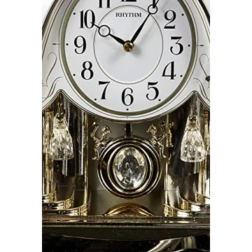 Rhythm Joyful Crystal Pearl Musical Mantel Clock