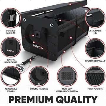 FORTEM SUV Trunk Organizer, Car Organizer, Collapsible Multi-Compartment Storage Bag for Car Accesso...
