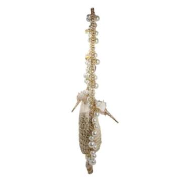 DEBIMY Women Pearl Straw Clutch Purse Woven Summer Beach Evening Bag Wedding Party Straw Shoulder Handbag Beige