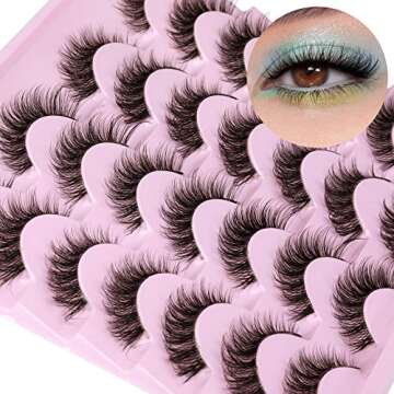 Newcally Lashes Mink False Eyelashes Natural Look Wispy Clear lash Band Fake Eyelashes Fluffy 3D Cur...