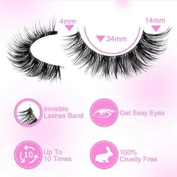 Newcally Lashes Mink False Eyelashes Natural Look Wispy Clear lash Band Fake Eyelashes Fluffy 3D Curly Strip Volume Cat Eye Lashes Pack 14 Pairs