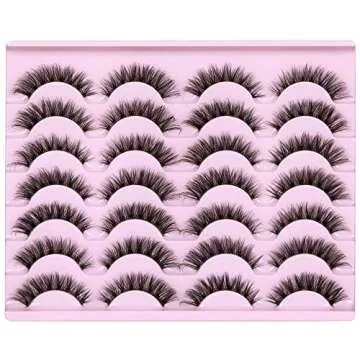 Newcally Lashes Mink False Eyelashes Natural Look Wispy Clear lash Band Fake Eyelashes Fluffy 3D Curly Strip Volume Cat Eye Lashes Pack 14 Pairs