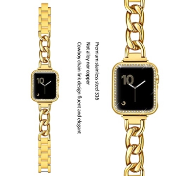 Gold Chain Link Stainless Steel Apple Watch Band