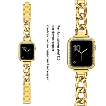 Gold Chain Link Stainless Steel Apple Watch Band