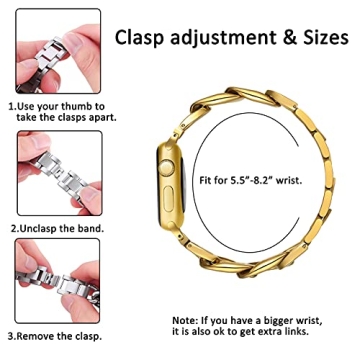 Gold Chain Link Stainless Steel Apple Watch Band