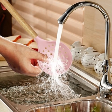 Silicone Cooking Utensils Set - 446°F Heat Resistant Silicone Kitchen Utensils for Cooking,Kitchen Utensil Spatula Set w Wooden Handles and Holder, BPA FREE Gadgets for Non-Stick Cookware (Colorful)