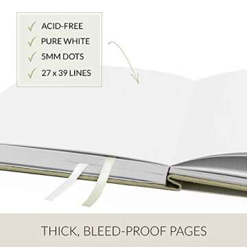 Manor of Sage Bullet Dotted Journal - A5 Dot Grid Notebook with Premium Extra Thick 160GSM Paper (Bleed-proof), Inner Pocket, 2 Bookmarks, Elastic Closure - Linen Hardcover in Sage Green