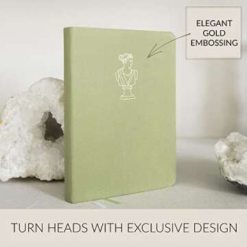 Manor of Sage Bullet Dotted Journal - A5 Dot Grid Notebook with Premium Extra Thick 160GSM Paper (Bleed-proof), Inner Pocket, 2 Bookmarks, Elastic Closure - Linen Hardcover in Sage Green