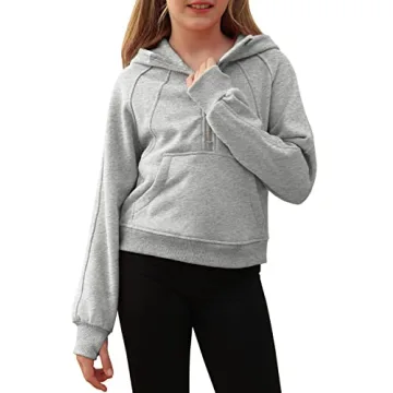 Stylish Doshoop Girls Fleece Zip Up Hoodie for Active Wear