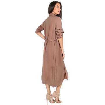 Verdusa Women's Casual Long Sleeve Lapel Outwear Duster Coat Cardigan Dark Blush M