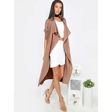 Verdusa Women's Casual Long Sleeve Lapel Outwear Duster Coat Cardigan Dark Blush M