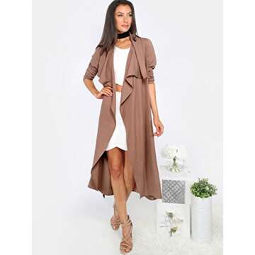 Verdusa Women's Casual Long Sleeve Lapel Outwear Duster Coat Cardigan Dark Blush M