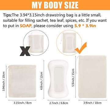 Chielor 50Pcs Cotton Muslin Bags-3.94 x 3.15 Inches Eco-friendly Drawstring Bags for Reusable Sachet...