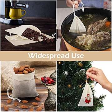 Chielor 50Pcs Cotton Muslin Bags-3.94 x 3.15 Inches Eco-friendly Drawstring Bags for Reusable Sachet, Crafts, Teas, Spices, Soaps, Jewellery, Crafts, Parties, Decor & Favour Gifts for Home Supplies